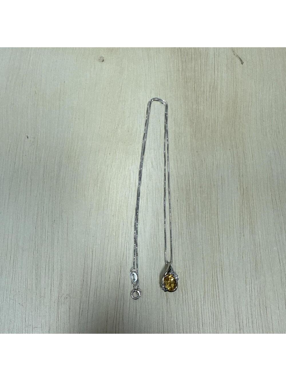 Sterling Silver 925 10k Yellow Gold 1ct Citrine Diamond Accent Necklace